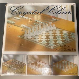 Crystal Clear Chess/ Checkers/ Backgammon Set